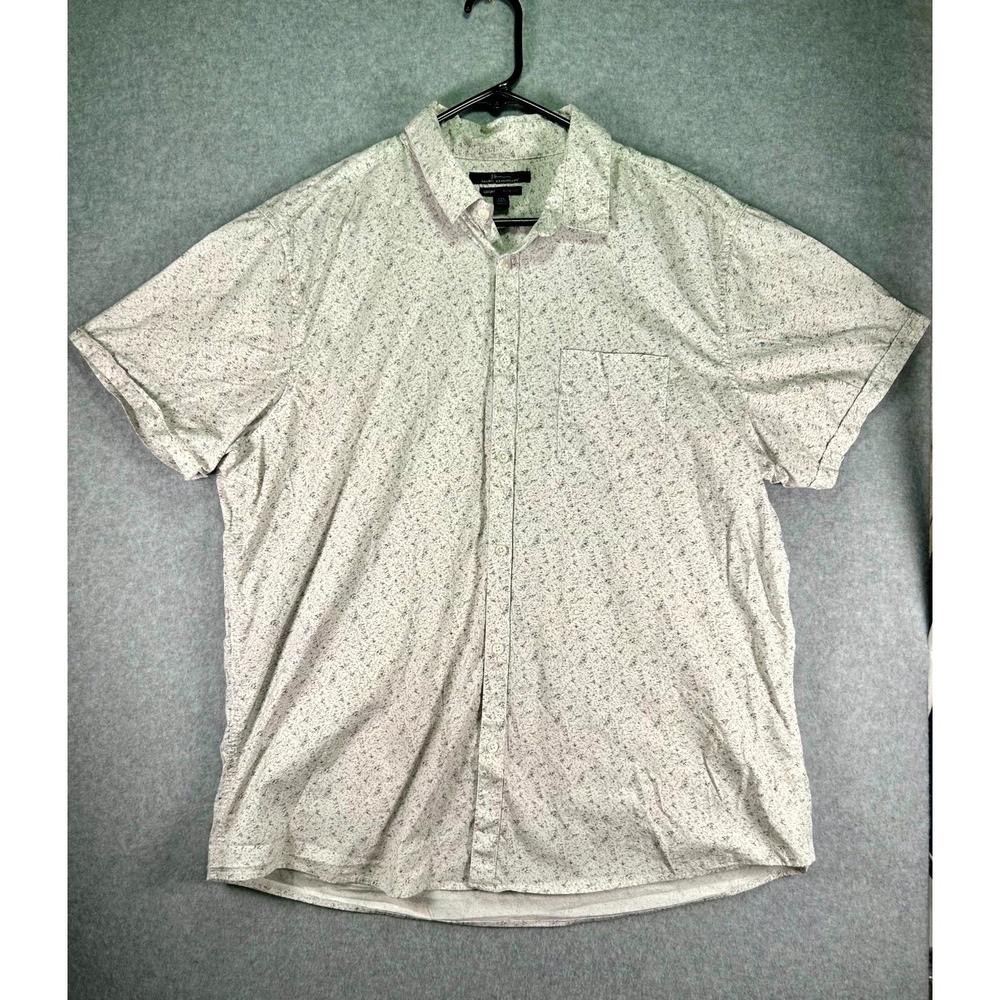 Marc Anthony Slim Fit Shirt Mens 2XL White Printed Cotton Stretch Button Up
